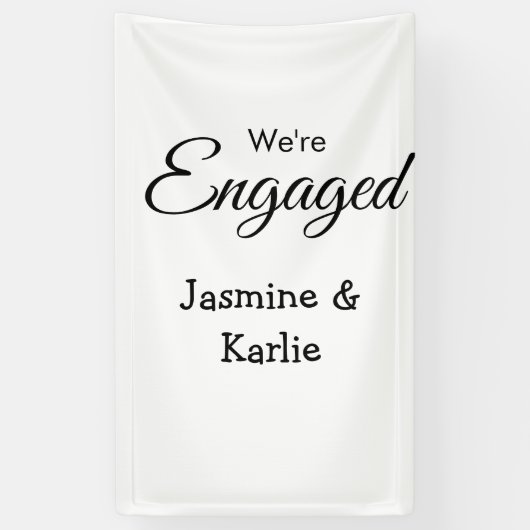 We are engaged couple name romantic stylish simple 横断幕 (縦)