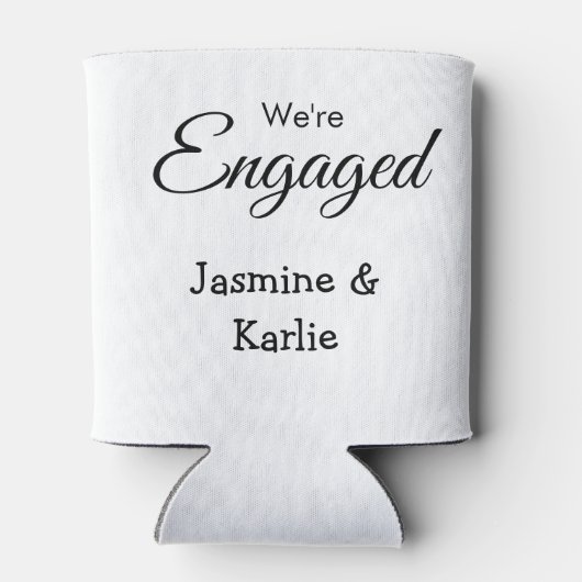 We are engaged couple name romantic stylish simple 缶クーラー (裏面)