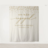 We are Engaged cream glitter gold backdrop タペストリー (正面)