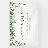 We are Engaged greenery backdrop 横断幕 (縦)