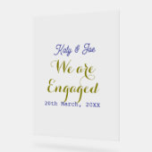 We are Engaged purple gold name date elegant simpl アクリルサイン (傾斜)
