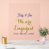 We are Engaged purple gold name date elegant simpl アクリルサイン (ウェディング)