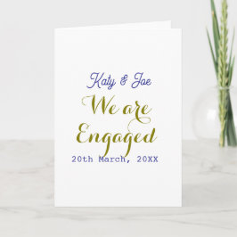 We are Engaged purple gold name date elegant simpl カード