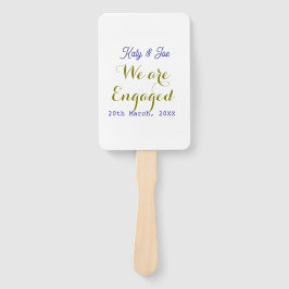 We are Engaged purple gold name date elegant simpl ハンドファン