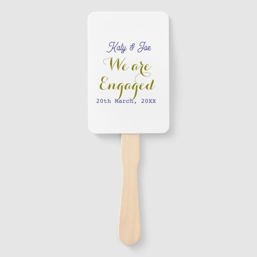 We are Engaged purple gold name date elegant simpl ハンドファン (正面)