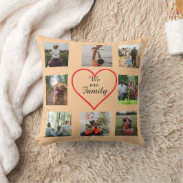 We Are Family Heart  8 Photo Collage Pillow クッション