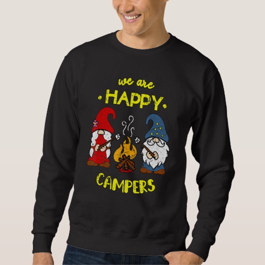 We Are Happy Campers Gnomes Gnome Campfire Couple スウェットシャツ (正面)