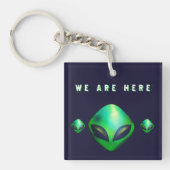 "We Are Here" Green Alien head キーホルダー (正面)