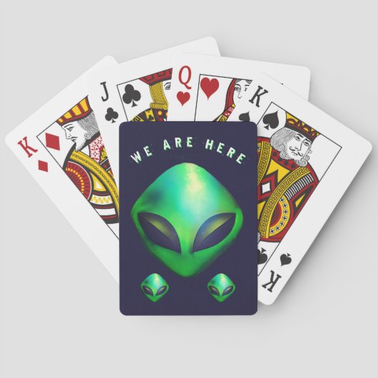 "We Are Here" Green Alien head トランプ (裏面)