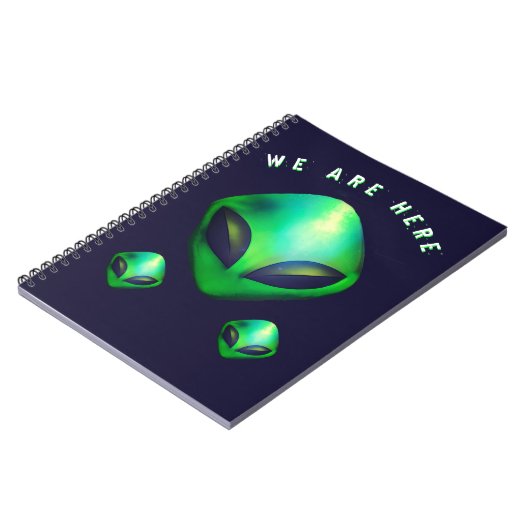 "We Are Here" Green Alien head ノートブック (左側)