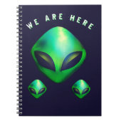 "We Are Here" Green Alien head ノートブック (正面)