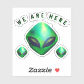 "We Are Here" Green Alien head Sticker シール (シート)