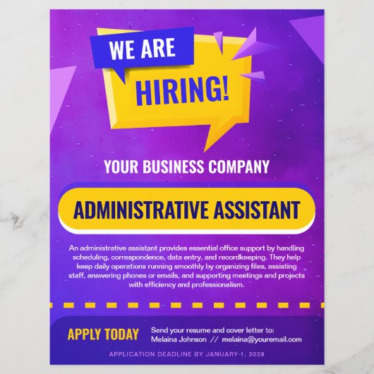 We Are Hiring Job Position Announcement Template チラシ (正面)