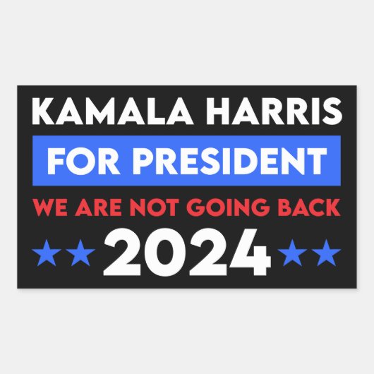 We Are Not Going Back Kamala Harris For President 長方形シール (正面)