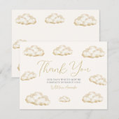 We Are On Cloud Nine Blue Baby Shower Thank you サンキューカード (正面/裏面)