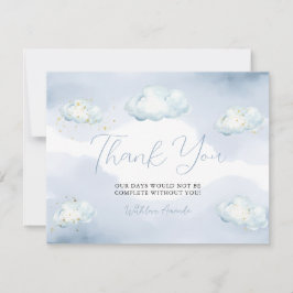 We Are On Cloud Nine Blue Baby Shower Thank you サンキューカード