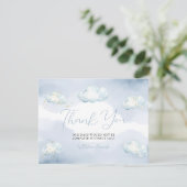 We Are On Cloud Nine Blue Baby Shower Thank you サンキューカード (スタンド正面)