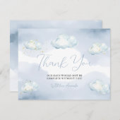 We Are On Cloud Nine Blue Baby Shower Thank you サンキューカード (正面/裏面)