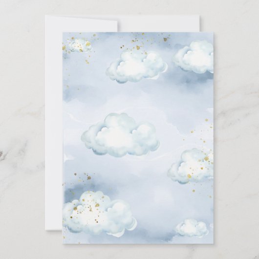 We Are On Cloud Nine Blue Elephant Baby Shower  招待状 (裏面)