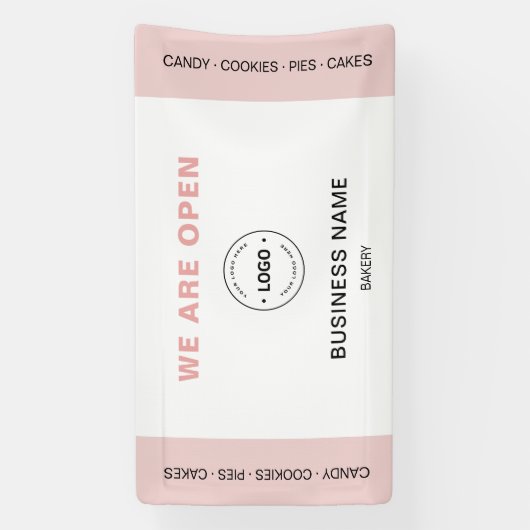 We Are Open Bakery Business Logo 横断幕 (縦)