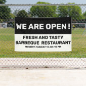 We are Open Sign in Black and White 横断幕 (インサイチュ)