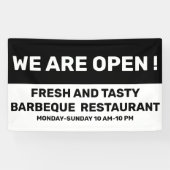 We are Open Sign in Black and White 横断幕 (横)