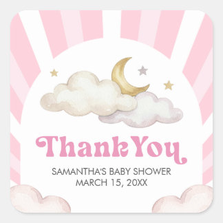 We are Over the Moon Baby Shower スクエアシール