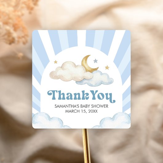 We are Over the Moon Baby Shower スクエアシール