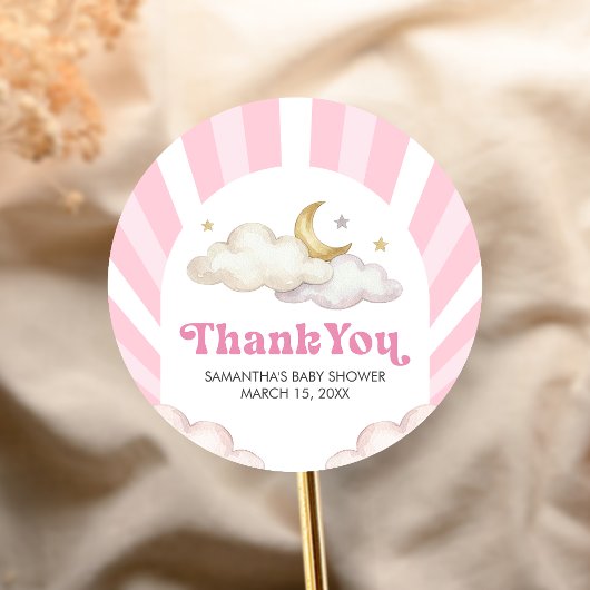 We are Over the Moon Baby Shower ラウンドシール
