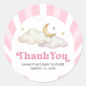 We are Over the Moon Baby Shower ラウンドシール (正面)