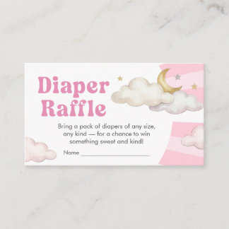We are Over the Moon Baby Shower Diaper Raffle エンクロージャーカード