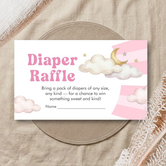 We are Over the Moon Baby Shower Diaper Raffle エンクロージャーカード