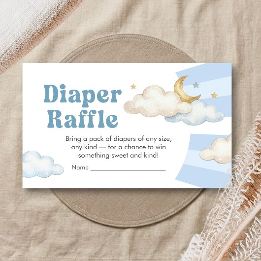 We are Over the Moon Baby Shower Diaper Raffle エンクロージャーカード