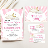 We are Over the Moon Baby Shower Invitation 招待状