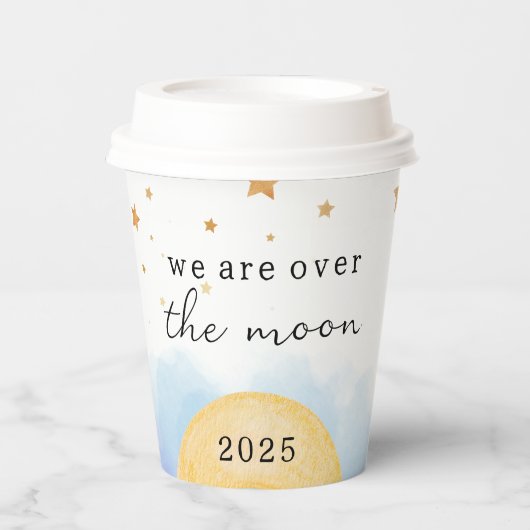 “We are over the moon” baby shower paper cup 紙コップ (正面)
