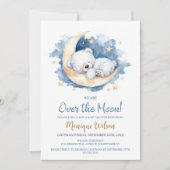 We are Over the Moon Teddy Bear Baby Shower 招待状 (正面)