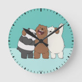 We Bare Bears Group Hug ラウンド壁時計 (正面)