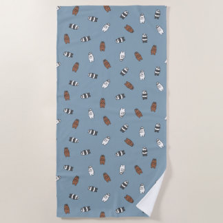 We Bare Bears - Sunglass Bears Pattern ビーチタオル
