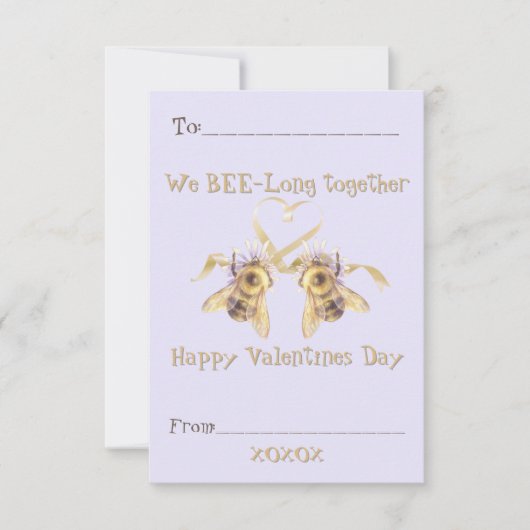 "We BEE long together" Classroom Valentine Card ノートカード (正面)
