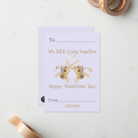 "We BEE long together" Classroom Valentine Card ノートカード (正面/裏面インサイチュ)