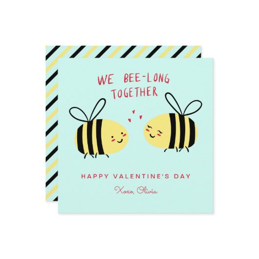 We Bee-long Together Cute Kids Valentine's Day ノートカード (正面/裏面インサイチュ)