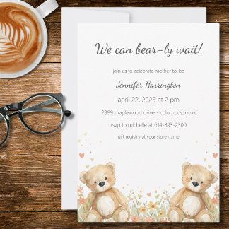 We Can Bear-ly Wait Baby Shower Invitation 招待状