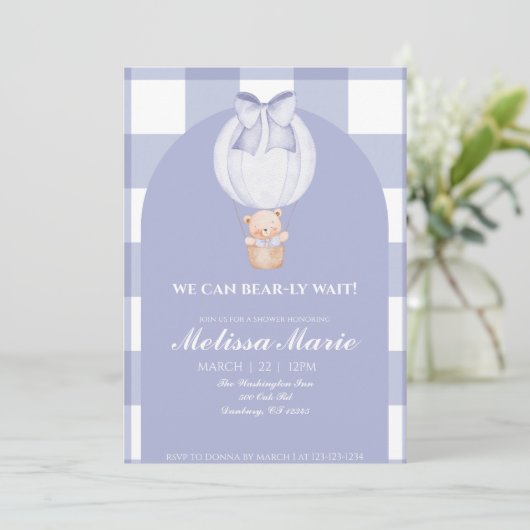 We Can Bear-ly Wait Baby Shower Invite 招待状 (スタンド正面)