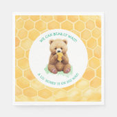We Can Bear-ly Wait! Bear and Honey Baby Shower スタンダードランチョンナプキン (正面)
