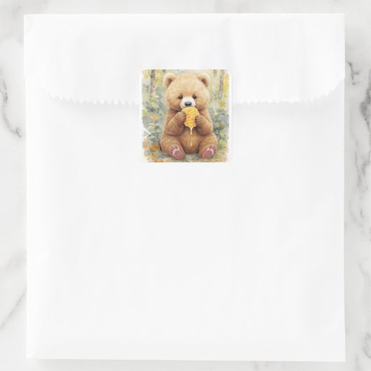 We Can Bear-ly Wait! Boy's Baby Shower スクエアシール (バッグ)