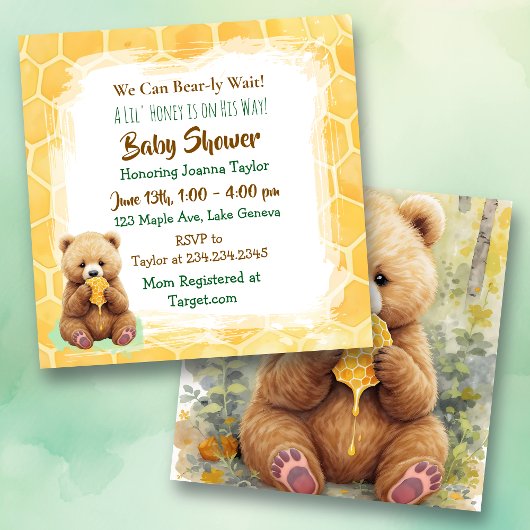 We Can Bear-ly Wait! Boy's Baby Shower 招待状