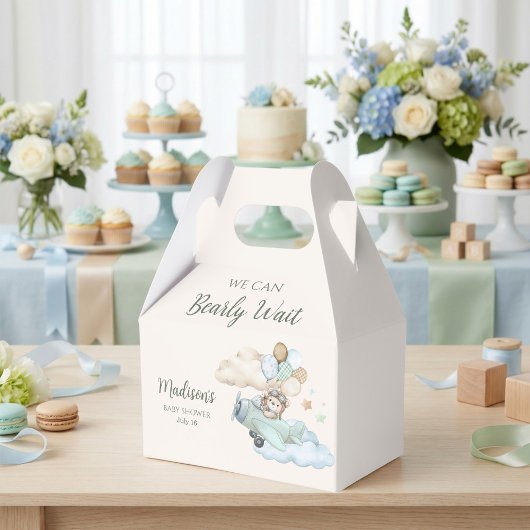 We Can Bearly Teddy Bear Airplane Baby Shower フェイバーボックス