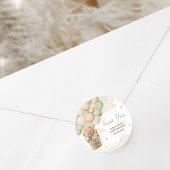 We Can Bearly Wait グリーン ベア ベイビー シャワー ラウンドシール