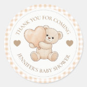 We Can Bearly Wait テディベア ベビーシャワー ラウンドシール (正面)