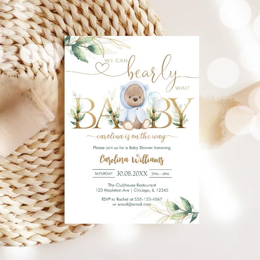 We Can Bearly Wait テディベア ベビーシャワー 招待状